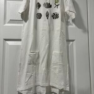 White Sea Shells Dress From NUI Organics 100% Organic Cotton Size 10 NWT